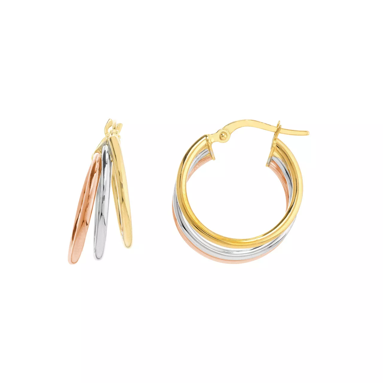 Tri-Color Triple Hoop Earrings