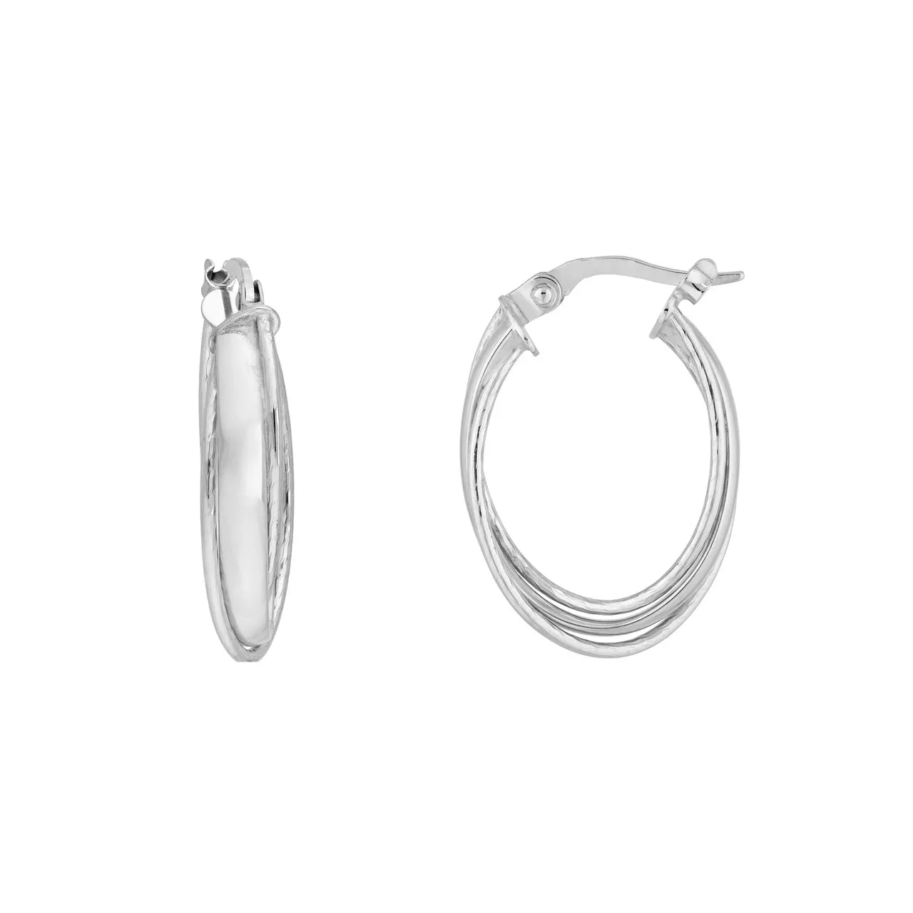 Twisted Wedding Band Oval Hoop Earrings