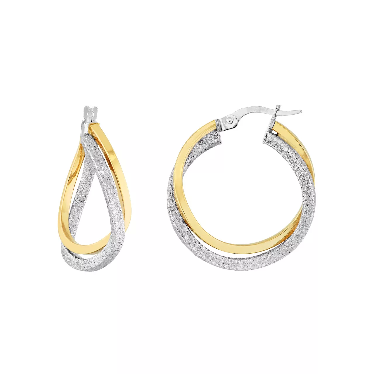 Two-tone Curved Double Hoop Earrings