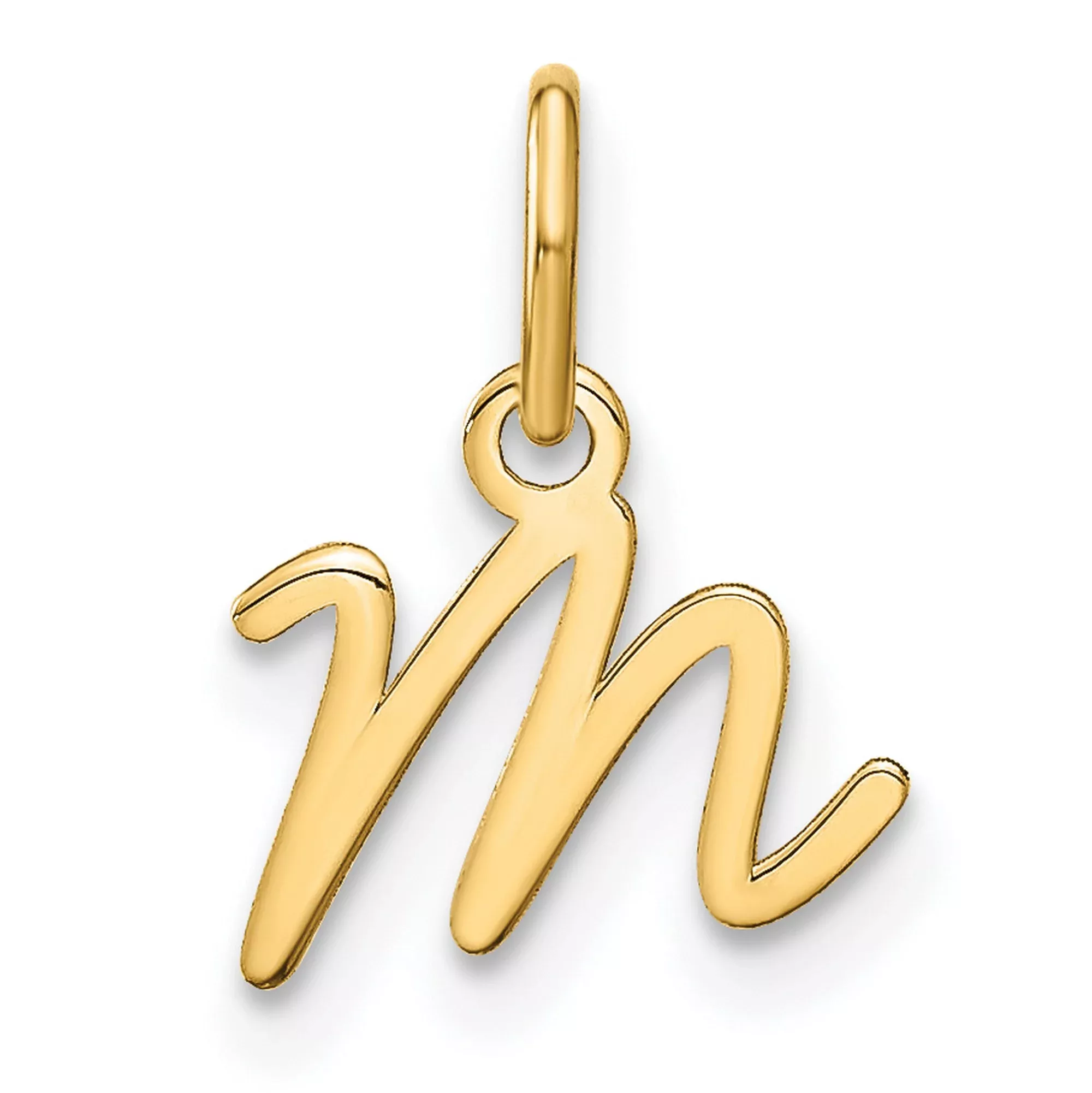 Upper case Letter M Initial Charm Pendant in Real 10k Yellow Gold