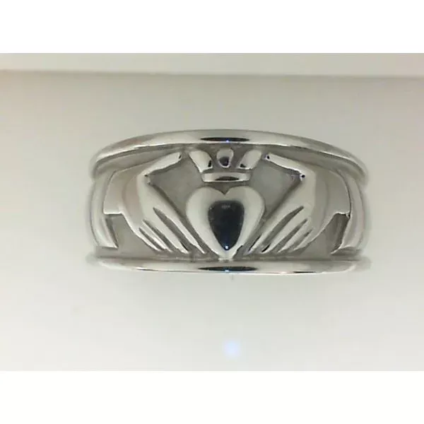 White Gold Claddagh Men's Wedding Band