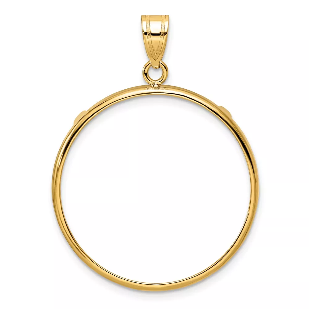 Wideband Distinguished Coin Jewelry 10k Polished 27.0mm Prong Coin Bezel Pendant