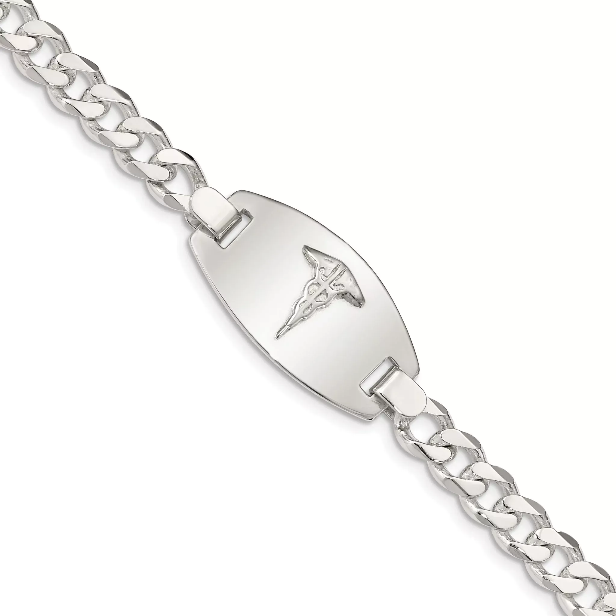 Women's Sterling Silver Curb Medical ID Bracelet 7mm
