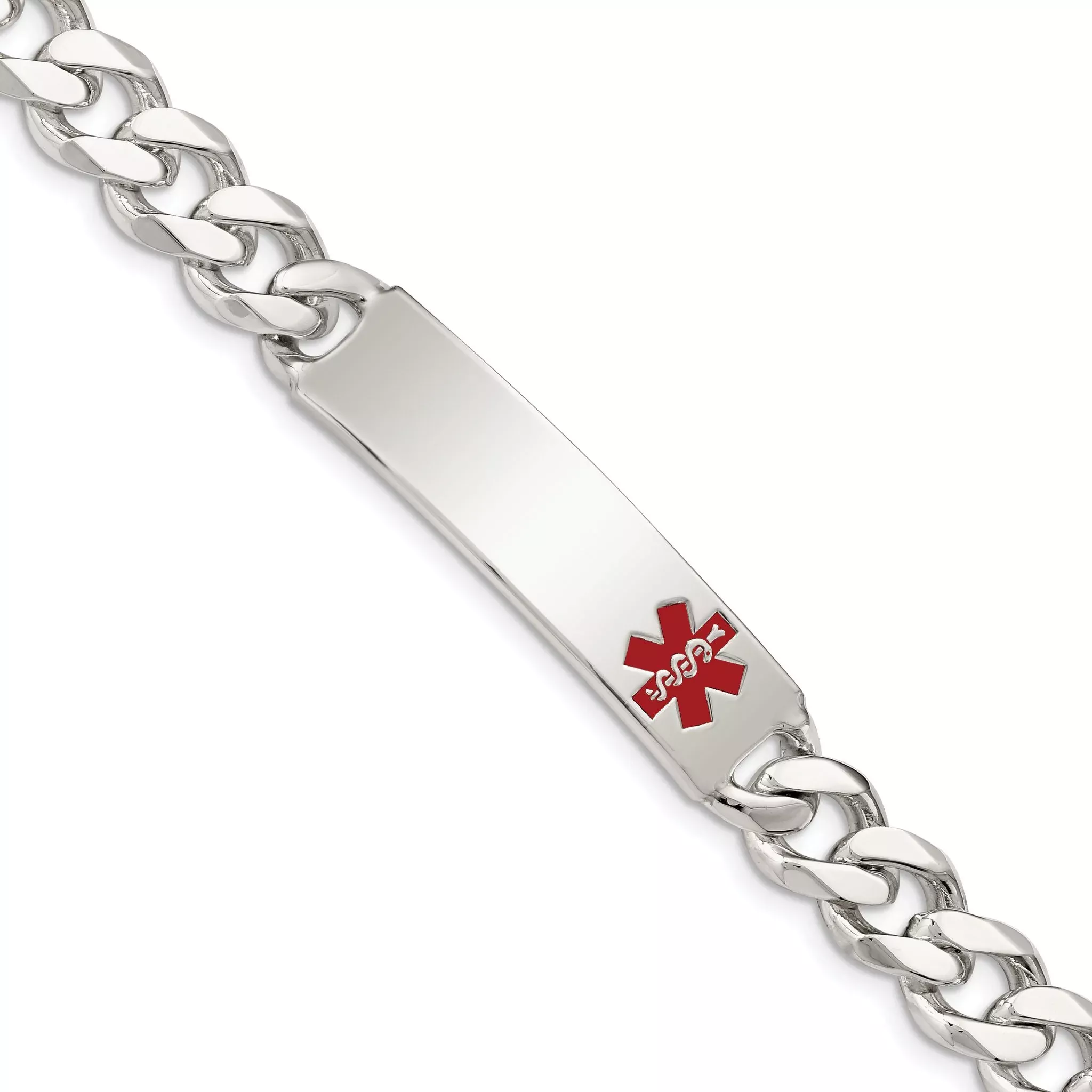 Women's Sterling Silver Curb Medical ID Bracelet 9mm