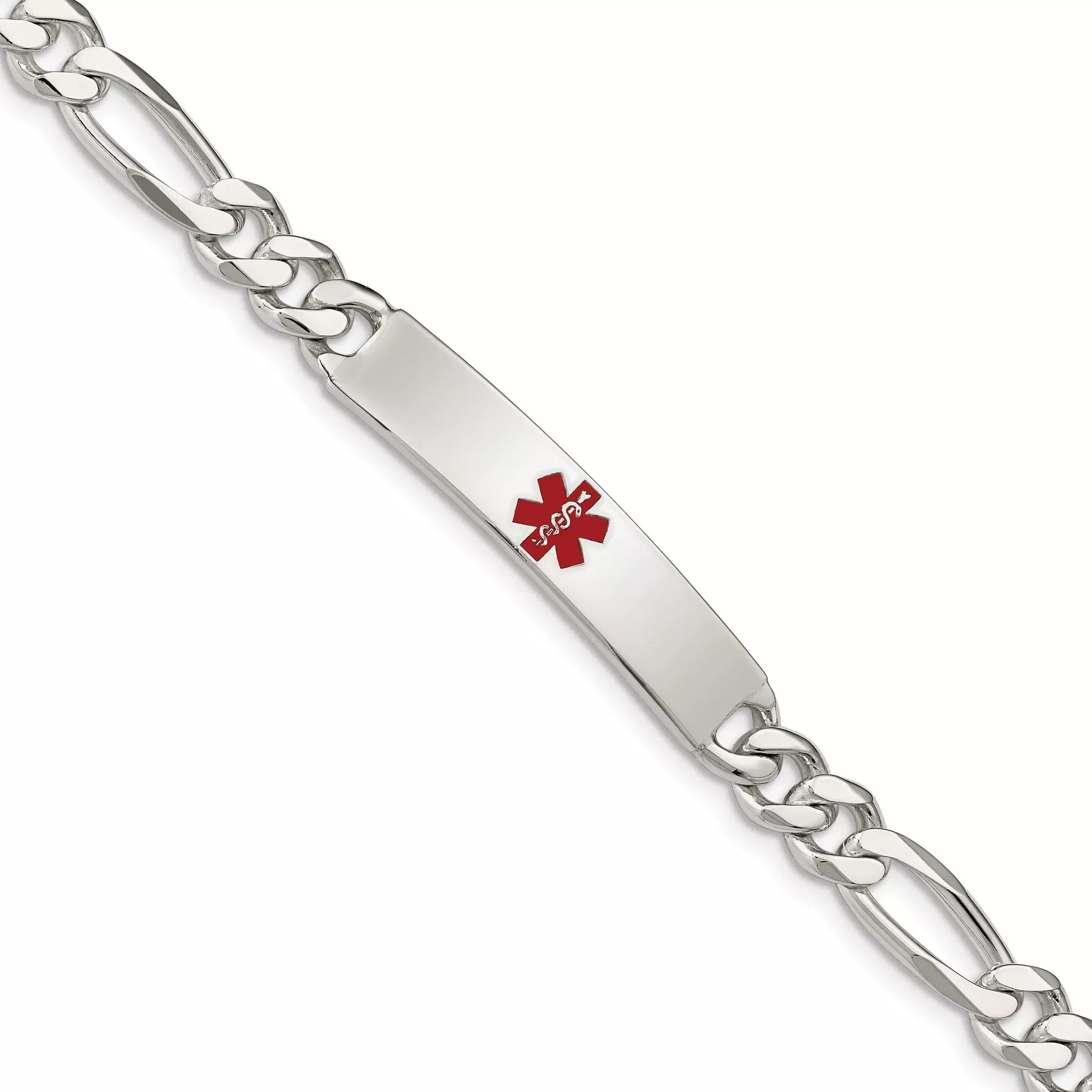 Women's Sterling Silver Figaro Medical ID Bracelet 7mm