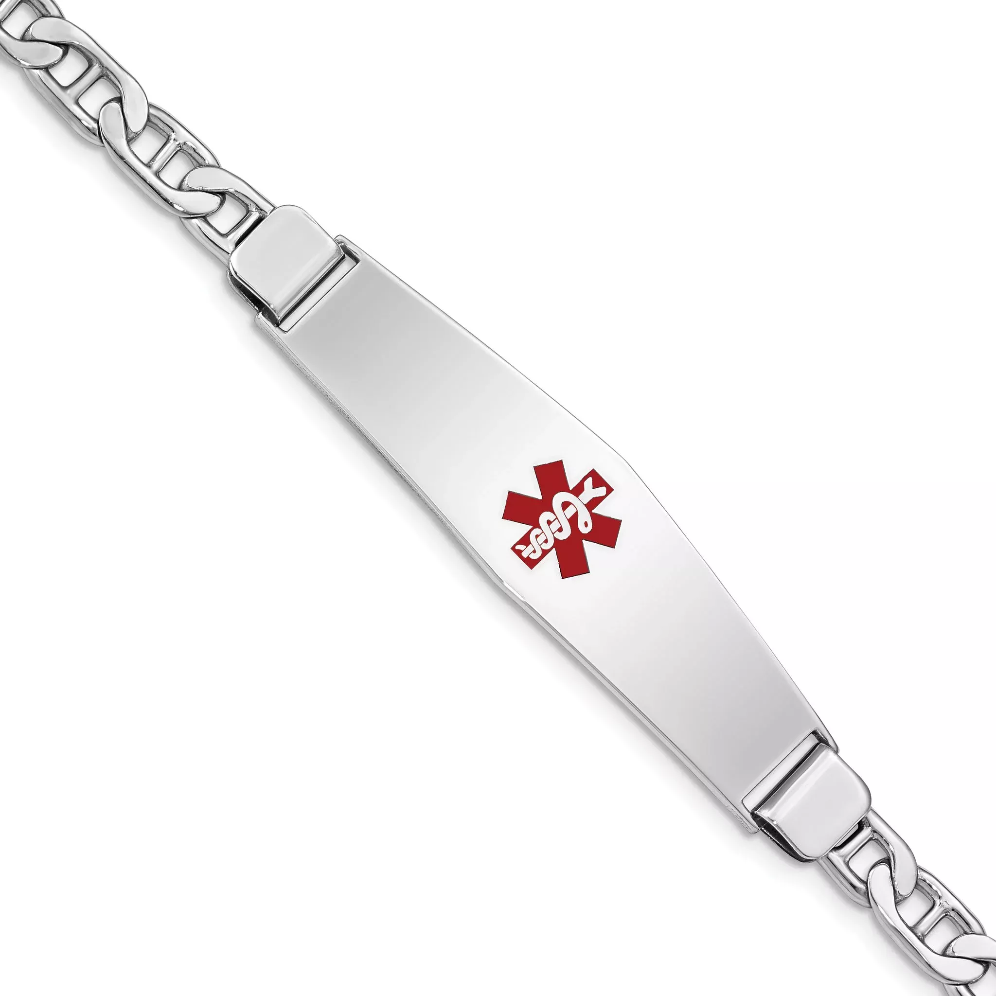 Women's Sterling Silver Rhodium-Plated Anchor Medical ID Bracelet 5mm