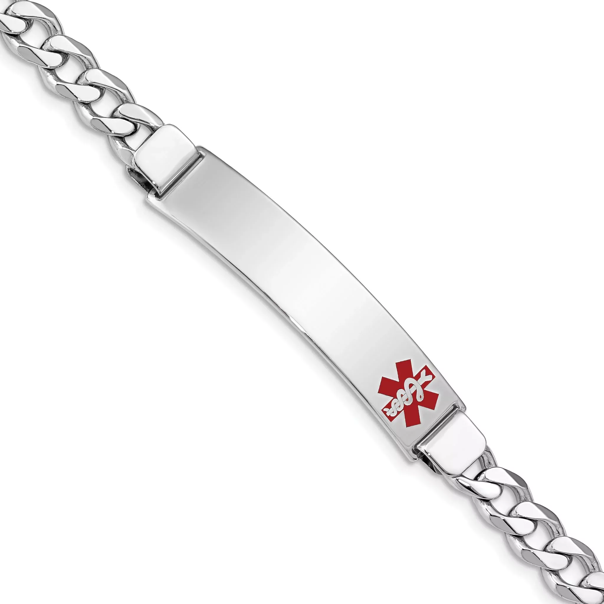 Women's Sterling Silver Rhodium-Plated Curb Medical ID Bracelet 7mm