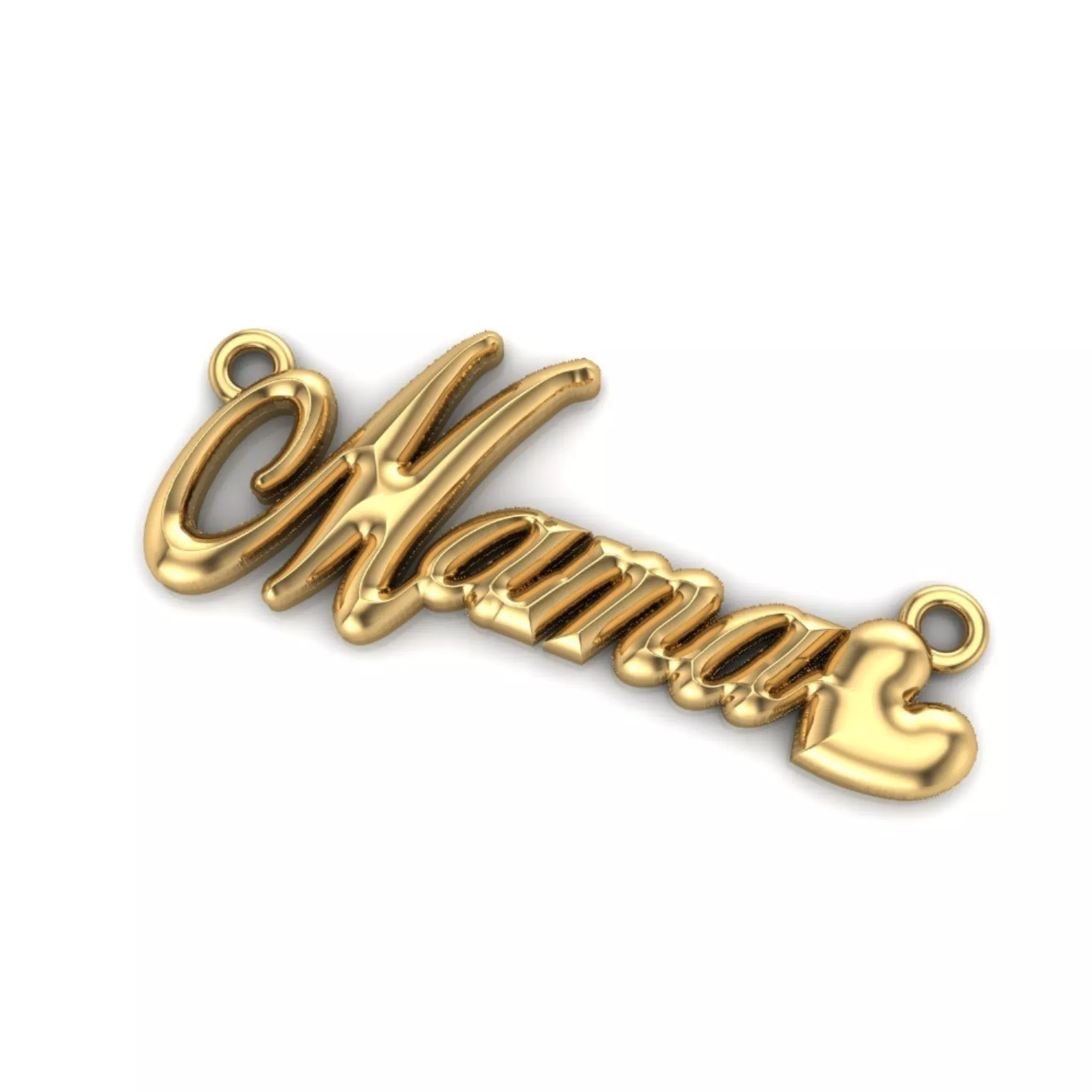 Yellow Gold Mama Script Pendant