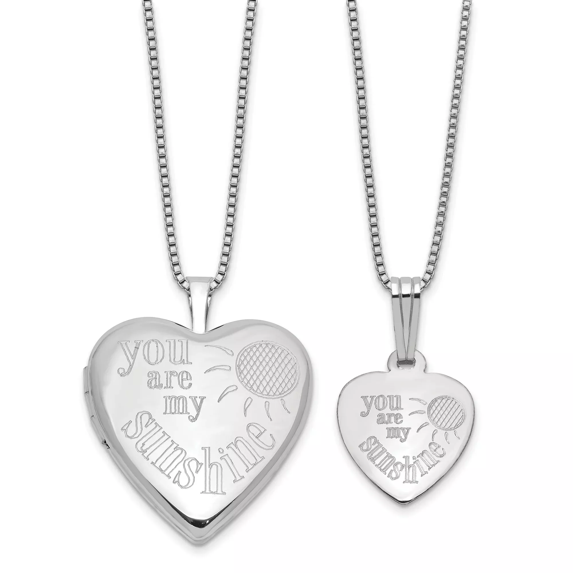 YOU ARE MY SUNSHINE Mother Daughter Locket Set Charm Pendant in Real 925 Sterling Silver